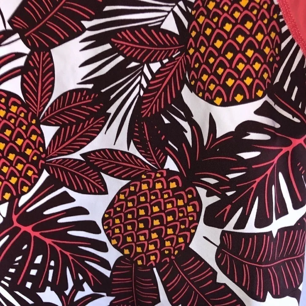 Garnet Hill Tropical Print Swim Rashguard Top